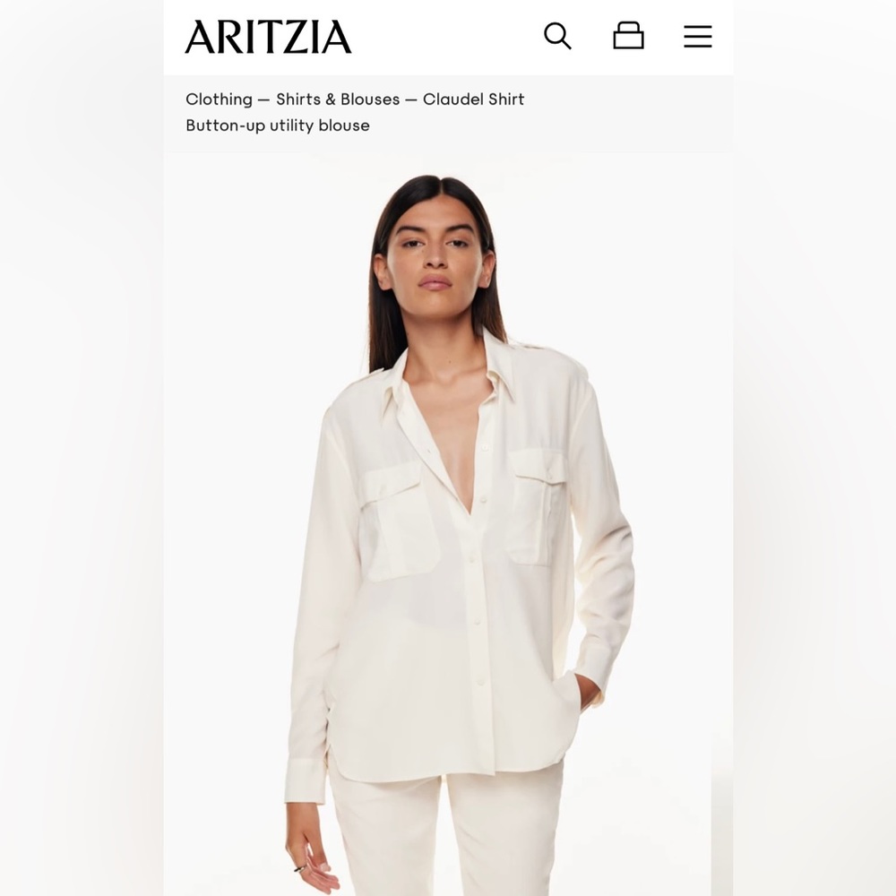 NEW with TAG! BABATON ARITZIA “CLAUDEL” UTILITY BUTTON UP SHIRT IN BIRCH Sz: MED